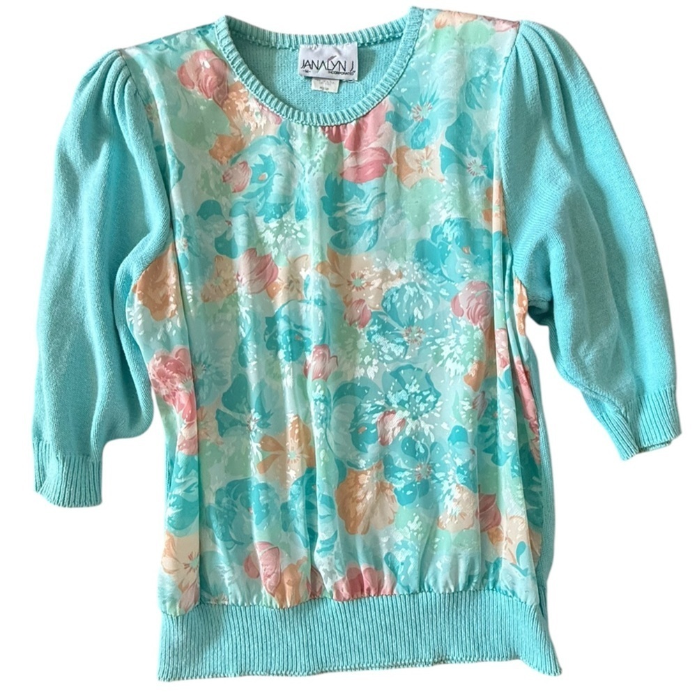 Vintage Janlynn Floral Knit Sweater - Size M